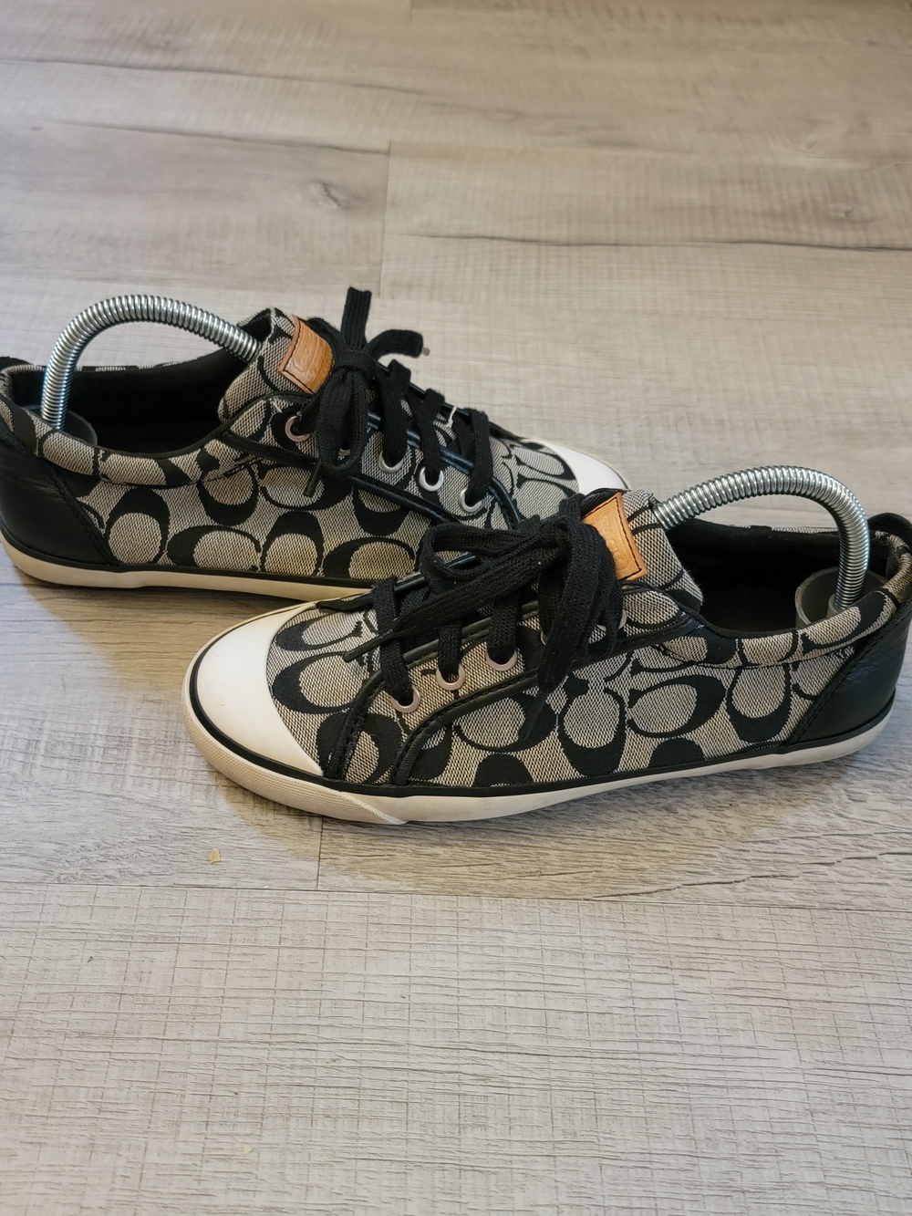 Coach Black and Gray Signature Canvas Lace-Up Sneakers - Picture 3 of 7